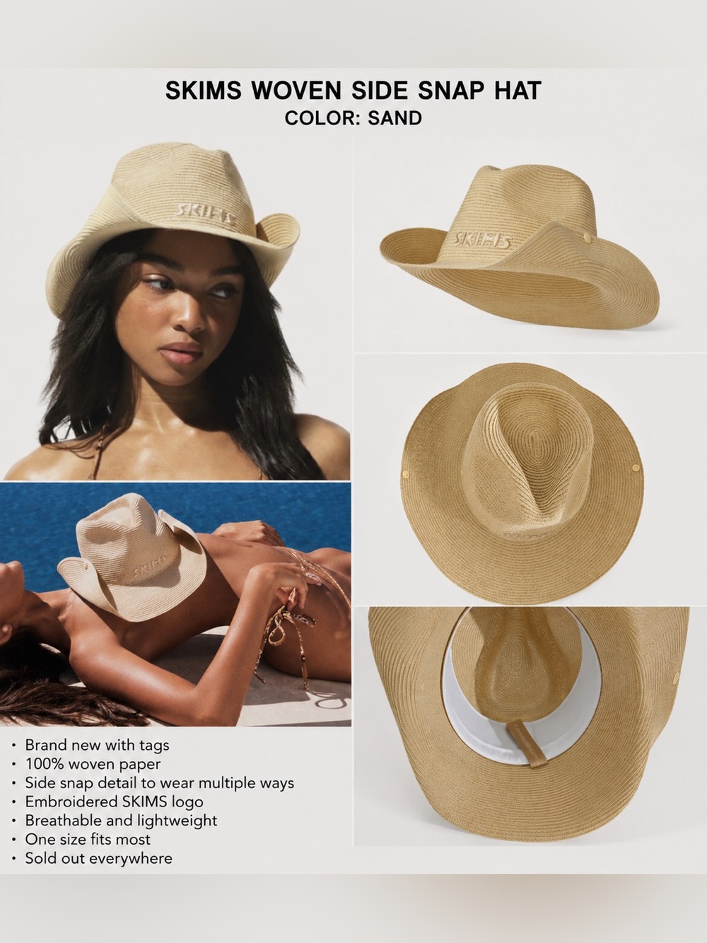 SKIMS Woven Side Snap Hat - Picture 3 of 8